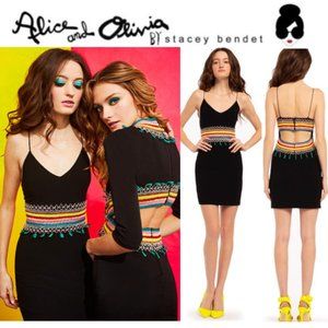 alice + olivia Loralee Embroidered Fitted Minidress